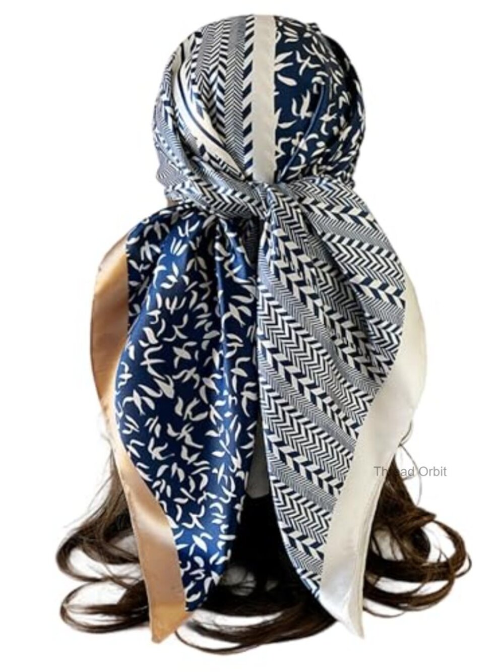 Satin Printed Hair Scarf Like Silk Bandana Square Wrap 35 in